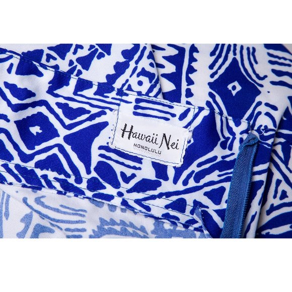 Vintage 60s 70s Hawaii Nei Hawaiian Blue White Halter Maxi Sundress Dress - Picture 16 of 16